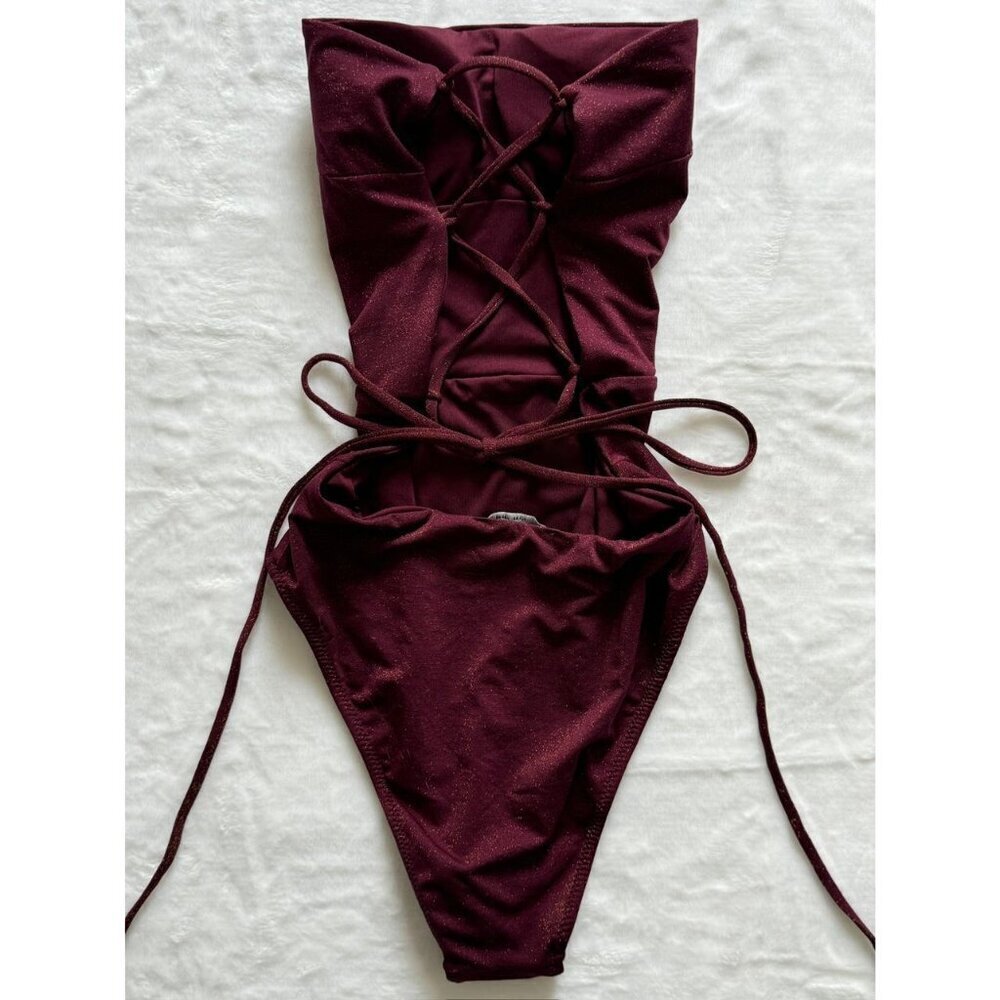 ZARA WOMEN'S BURGUNDY SWIMSUIT-ONE-PIECE SIZE L 910 027 631